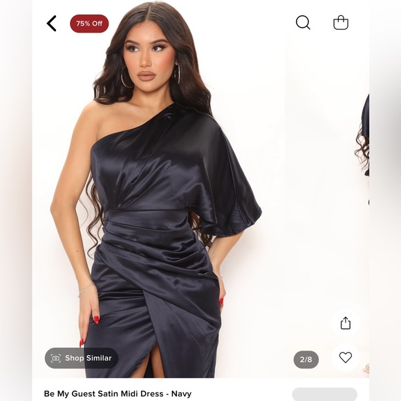 FASHION NOVA NAVY SATIN DRESS - Picture 2 of 5